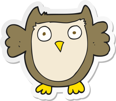 Bir insan tarafından çizilmiş bir baykuşun çıkartması.