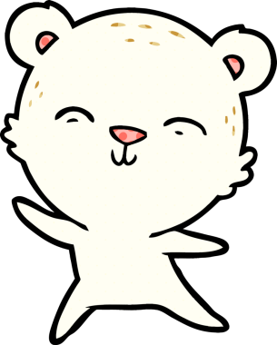 Bir insan tarafından çizilmiş mutlu kutup ayısı çizgi filmi.