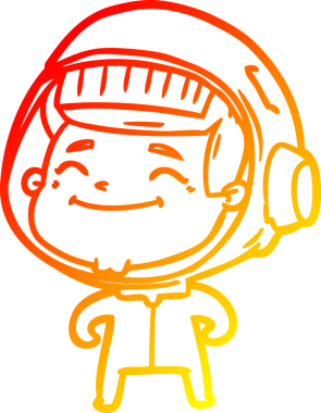 Bir insan tarafından çizilmiş mutlu bir astronotun sıcak çizgi çizimi