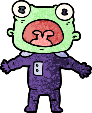 Bir insan tarafından çizilmiş garip uzaylı çizgi filmi.