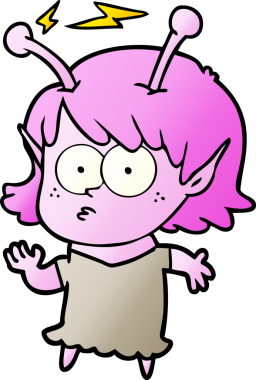 Bir insan tarafından çizilmiş uzaylı kız.