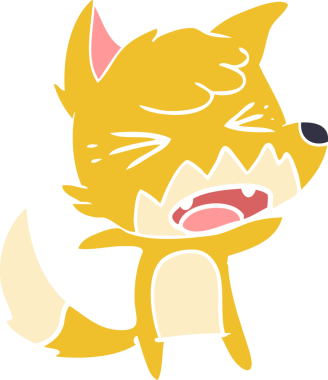 bir insan tarafından çizilmiş kızgın düz renkli tilki çizimi