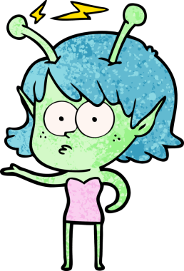 Bir insan tarafından çizilmiş uzaylı kız.