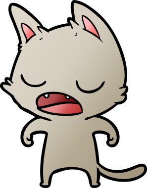 Bir insan tarafından çizilmiş konuşan kedi çizgi filmi.