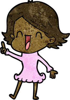 Bir insan tarafından çizilmiş mutlu bir kadın.