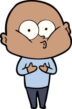 Bir insan tarafından çizilmiş kel bir adam.