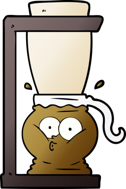 bir insan tarafından çizilmiş çizgi film filtresi kahve makinesi