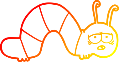 Bir insan tarafından çizilmiş yorgun bir tırtılın sıcak çizgi çizimi