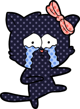 Bir insan tarafından çizilmiş çizgi film kedisi.