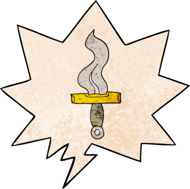 bir insan tarafından çizilmiş eski moda konuşma baloncuklu çizgi film hançeri.