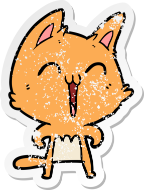 Bir insan tarafından çizilmiş mutlu çizgi film kedisinin sıkıntılı çıkartması.