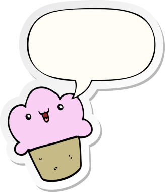 Bir insan tarafından çizilmiş yüz ve baloncuk yapıştırmalı çizgi film keki.