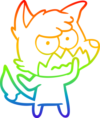 Gökkuşağı gradyan çizgi çizimi bir insan tarafından çizilmiş bir tilki