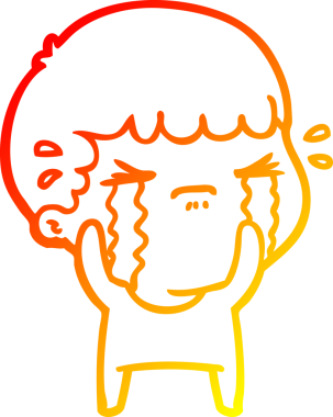 Bir insan tarafından çizilmiş ağlayan bir çizgi film karakteri çizimi.