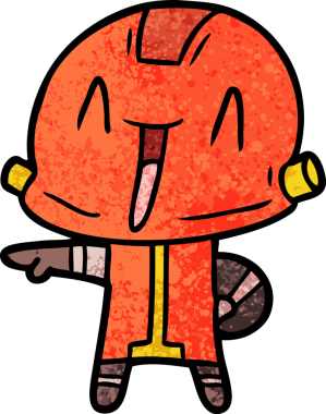 Bir insan tarafından çizilmiş çizgi film robotu