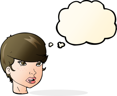 Bir insan tarafından çizilmiş düşünce kabarcığı olan güzel bir kadın yüzü.