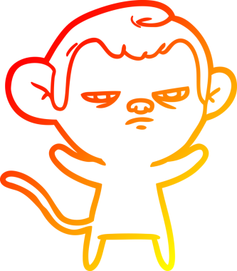 Bir insan tarafından çizilmiş kızgın bir maymunun sıcak çizgi çizimi