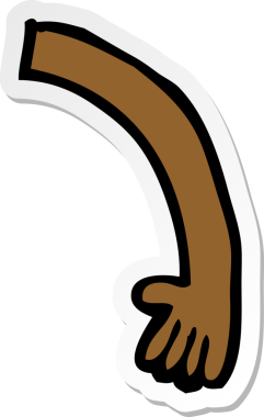 Bir insan tarafından çizilmiş bir karikatür kolunun çıkartması.