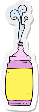 Bir insan tarafından çizilmiş karikatür su şişesinin etiketi.