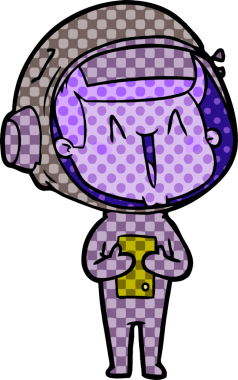 Bir insan tarafından çizilmiş mutlu astronot çizgi filmi.