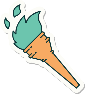 Bir insan tarafından çizilmiş geleneksel bir meşale stili dövme çıkartması.