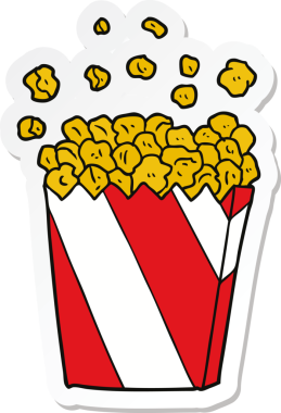 Bir insan tarafından çizilmiş bir çizgi film patlamış mısırının çıkartması.