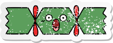 Bir insan tarafından çizilmiş tatlı bir noel krakerinin sıkıntılı çıkartması.