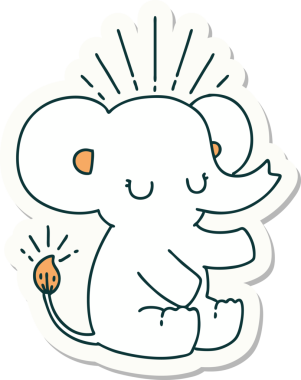 Bir insan tarafından çizilmiş dövme stili şirin bir fil.