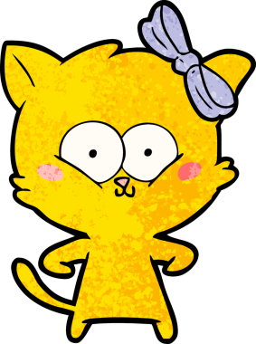 Bir insan tarafından çizilmiş çizgi film kedisi.