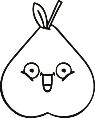 Bir insan tarafından çizilmiş yeşil bir armut çizimi.