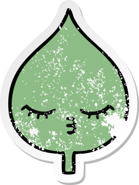 Sevimli bir çizgi film karakterinin sıkıntılı çıkartması. Bir insan tarafından çizilmiş ifade yaprağı.