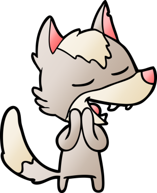 Bir insan tarafından çizilmiş gülen bir kurt.