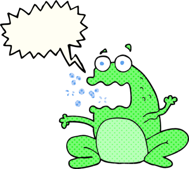 El yazısıyla çizilmiş çizgi roman konuşma balonu, bir insan tarafından çizilmiş geğiren kurbağa.