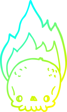 Soğuk gradyan çizgisi, bir insan tarafından çizilmiş ürkütücü bir çizgi film alevli kafatası.