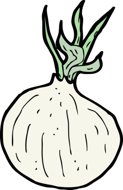 Bir insan tarafından çizilmiş karikatür soğanı.