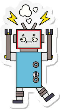 Bir insan tarafından çizilmiş şirin çizgi film robotunun çıkartması.