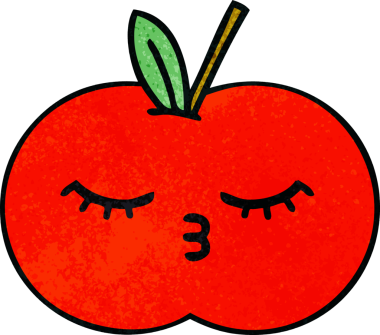 Bir insan tarafından çizilmiş kırmızı elmanın retro grunge deseni.