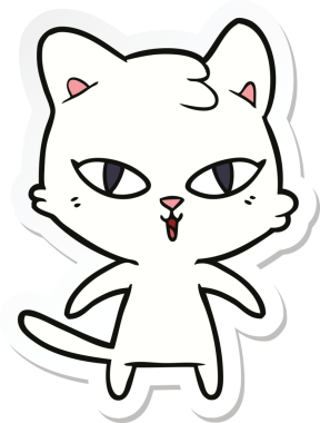 Bir insan tarafından çizilmiş çizgi film kedisinin çıkartması.