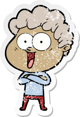 Bir insan tarafından çizilmiş mutlu bir adamın sıkıntılı çıkartması.