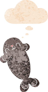 Düşünce baloncuklu karikatür mührü grunge sıkıntılı retro desen bir insan tarafından çizilmiş