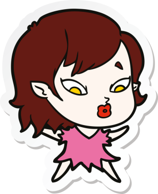 Bir insan tarafından çizilmiş şirin bir vampir kızın çıkartması.