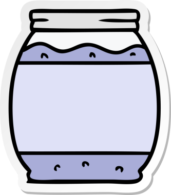 Bir insan tarafından çizilmiş çilek reçelinin el çizimi karikatür karikatürü