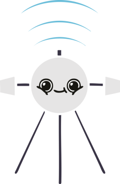 Bir insan tarafından çizilmiş düz renkli bir uydu karikatürü