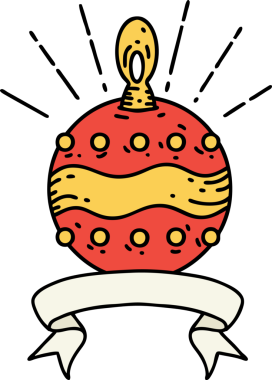 Bir insan tarafından çizilmiş dövme stili noel süslü parşömen.