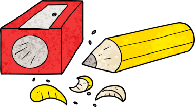 Bir insan tarafından çizilmiş kalem ve bileyici.