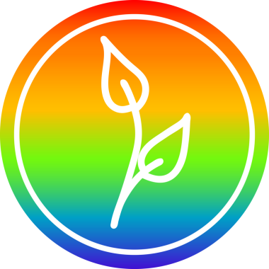 Gökkuşağı gradyan bir insan tarafından çizilmiş doğal yaprak dairesel simgesi