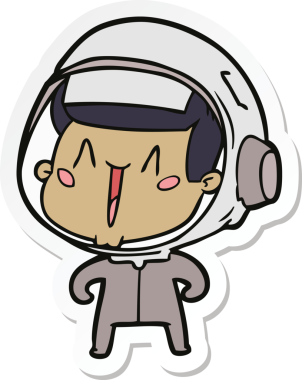 Bir insan tarafından çizilmiş mutlu bir astronotun çıkartması.