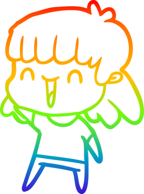 gökkuşağı gradyan çizimi bir insan tarafından çizilmiş mutlu bir kız çizgi