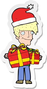 Bir insan tarafından çizilmiş Noel 'e hazır bir karikatürcünün çıkartması.