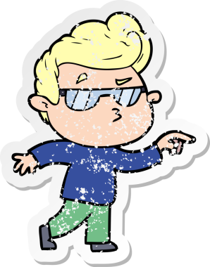 Bir insan tarafından çizilmiş havalı bir adamın sıkıntılı çıkartması.